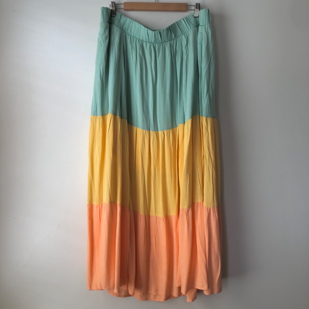 Torrid Gauzy Tiered Color Blocked Midi Skirt Size 3X